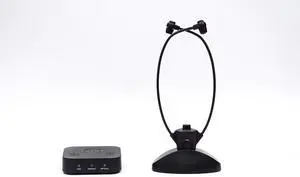 Digital Wireless Headset Universal TV Personal Hearing Headphone System with Table-Side Charging Cradle Platinum for Seniors or Hearing Impaired, 100ft Range, 12 Hour Battery Life