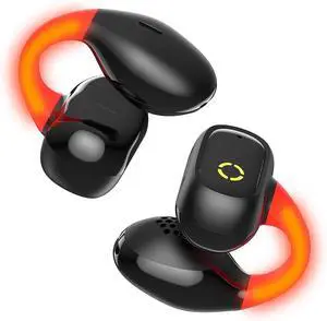 Open Earbuds Sports Clip-On Headphones with Night Flash Lights for iPhone 16 Pro Max Galaxy S25 S24, Comfort Bone Conduction Bluetooth 5.3 Ear Buds with Mic, Crisp Stereo Bass, Sweatproof for Workout