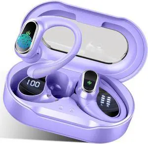 Wireless Earbuds, 2025 Bluetooth 5.4 Headphones Sport, Bluetooth Earbuds with ENC Noise Canceling Mic, 50H Stereo Wireless Headphones IP6-5 Waterproof with Earhooks, Dual LED Display