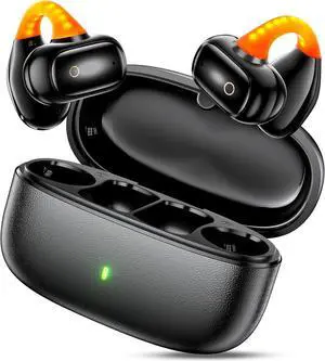 Open Ear Sport Earbuds, Clip on Bluetooth Headphones for Running Workout, Wireless Bone Conduction Earphones with Secure Fit Comfortable, Built-in Mic for Calls, Lightweight Headset for iPhone, Black