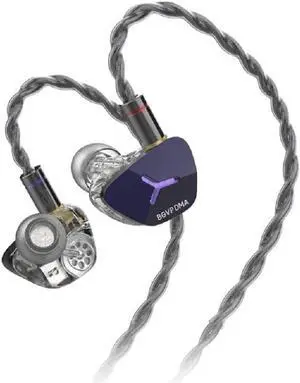 BGVP DMA 1DD + 2BA + 2BCD Hybrid Driver in Ear Monitor Earphones, HiFi Wired IEM Earbuds, Resin + Aluminum Alloy Cavit Headphones, Powerful Bass IEMs (Dark Blue)