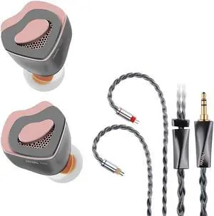 FAAEAL Tulip 10mm Gold Ring Dynamic Driver HiFi Earphone,2PIN Detachable Music IEM Headphone with Petal Design,CNC Metal Shell in-Ear Monitor with Multi-Layer Storage Case (Black Cable 3.5mm)