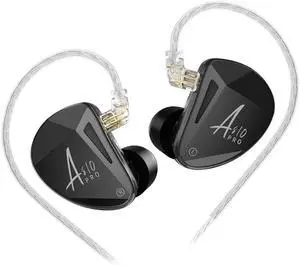 KZ AS10 PRO in-Ear Earphones 5BA Wired Earbuds with Mirror Polygon Faceplate, 2 Pin Detachable Cable for Gaming Audiophile Musicians, HiFi Bass Noise IsolationBlackNo Mic