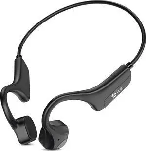 Bluetooth Bone Conduction Headphones Waterproof Open Ear Headphones Wireless Sports Headset Sweatproof Earphones with Mic Induction Conducting Black Headphone for Gym Running