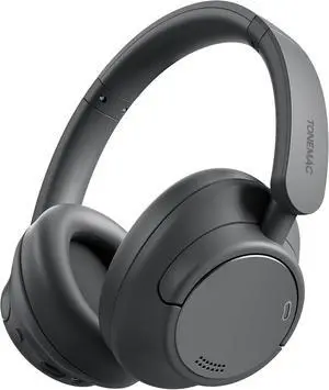 TONEMAC H7Pro Bluetooth Headphones with -45dB Hybrid Active Noise Cancelling, 80H Playtime Wireless Over-Ear Headphones, Immersive Deep Bass Stereo, 4-Mic ENC Clear Calls, Personalized Comfort, Black