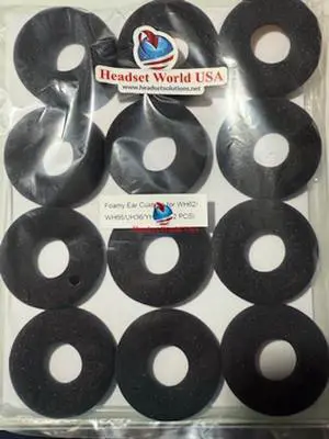 Headset World USA Replacement Foam Ear Cushion ON Ear Plate for YEALINK WH62/WH66/UH36/YHS36-1 Pack Contains 12 Foam Ear Cushions with earplates Attached