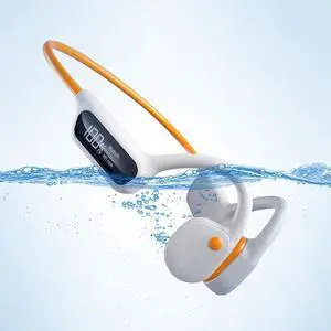 Bone Conduction Headphones Swimming Headphones Bone Conduction Wireless Earbuds Waterproof Headphone for Swimming Music Player Built-in 32G Memory Open Ear Sports Earphone White