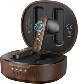 AIFA Wireless Earbuds, in-Ear Bluetooth Earbuds with Microphone, 35 Hours Playback for Everyday/Gaming/Office, Walnut Wood