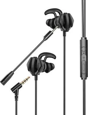 Flex Buds in-Ear Mobile, Wired Gaming Earbuds - Xbox Series X/S, PS5, PS4, Switch, PC - Lightweight, Dual Microphone, Detachable Boom Mic, Noise Reducing, Black