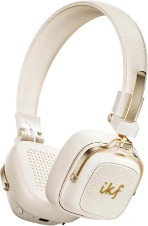 iKF-E2 On-Ear Retro Wireless Bluetooth 6.0 Headphones - 90H Playtime, 360° Spatial Sound, Deep Bass, 40mm Drivers, ENC Noise Cancelling, Built-in Mic, Foldable,Comfortable Design (White)