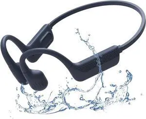 Open-Ear Headphones Bone Conduction - 32GB MP3 Player, IP68 Waterproof Swimming Headphones, Secure Fit for Workouts, Running, Built-in Microphone, Grey
