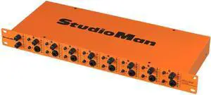 StudioMan HPA1800 8-Channel Headphone Amplifier, Rack Mountable, Stereo/Mono Switch per Channel, 1/4" Jacks, 16600 Impedance, for Studio Monitoring & Live Performances