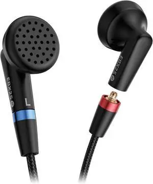 EBX25Ti Flagship Flat-head HiFi Wired Earbud, 14.2mm Beryllium-Plated Diaphragm In-Ear Earphone, 6N OCC & Silver-Plated Copper MMCX Detachable Cable Headphone for Audiophile (4.4mm Black no Mic