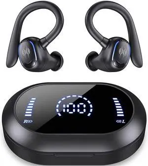 Wireless Ear-Hook TWS Earphones Bluetooth Earbuds Over The Ear Headphones Compatible with iPad Pro 11" (1st/2nd/3rd/4th/5th Gen), True Stereo Charging Case Hands-Free Mic Headset