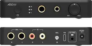 Topping A50 III NFCA Headphone amp Pre-Amplifier - SE/BAL Input 6.35mm Single-dended 4.4mm Balanced Jack 3500mW x2 Powerful Output (A50III Black)