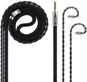 AceOrpheus IEM Cable, High Purity 8N OCC Earphone Upgrade Cable, Black Shock Absorbing Upgrade Headphone Cords for in-Ear Monitor (4.4mm with MMCX)