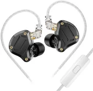 KZ ZS10 PRO 2 Wired Gaming Earbuds IEM with Mic, 1DD+4BA Hybrid Driver HiFi in Ear Monitor Headphone, KZ IEM Earphone, 4-Level Tuning Switch, Silver-Plated 2Pin IEM Cable for Singers (Dark, with Mic)