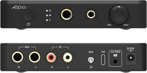 Topping A50 III NFCA Headphone Amplifier, 3500mW x 3500mW Home Audio Headphone Amp, RCA/TRS to 4.4mm/6.35mm Earphone Output with 3 Gain Settings 12V Trigger for IEM, Black