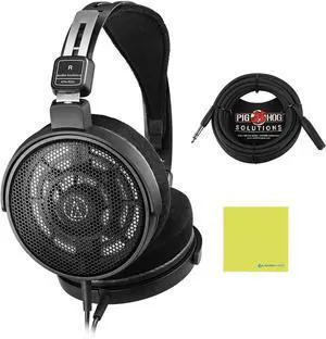Audio Technica ATH-R30x Over-Ear Open-Back Reference Headphones Bundle with 25ft Pig Hog Headphone Extension Cable (1/4") & Polishing Cloth  Studio Monitoring, Mixing & Critical Listening