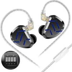 KZ ZAT IEM Erabuds Headphone,1DD 8BA Stereo Headphone, KZ Wired Earbud with 3D-Printed Shell, Detachable Silver-Plated Cable for Audiophile Musician (KZ ZAT-Black, with Mic)