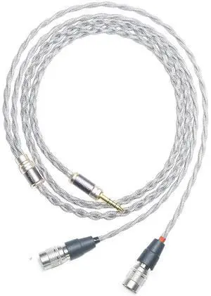 6N Single Crystal Silver Headphone Cable for Dan Clark Audio/MrSpeakers AEON 2 Noire ETHER C Flow AEON 2 NOIRE X ETHER 2 STEALTH EXPANSE E3 4.4mm Balanced Headphone Upgrade Cable (4.4mm Plug)