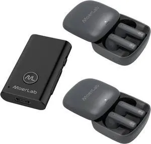 Auracast Solution Bundle Kit: 1 MoerDuo & 2 hearClear Earbuds Bundle-Seamless Bluetooth Auracast Audio for Enhanced Listening!