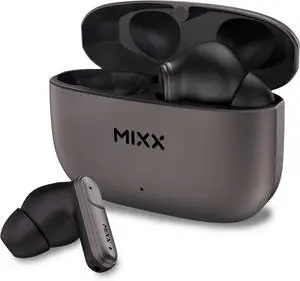 MIXX StreamBuds Custom 3 True Wireless Earbuds with Charging Case  24hr Playtime, Quick Charge, App Control, Clear Voice Quad Mic, Noise Isolation  Bluetooth 5.3, Zinc Alloy Case - Black