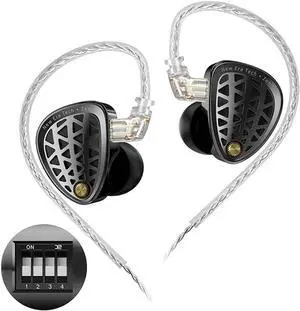 KZ Zenith Tunable HiFi Earbud,Ultra Linear Dynamic Driver in-Ear Headphone, 0.75 2pin Wired Bassy IEM Earphone for Audiophile (Without Mic, Black)