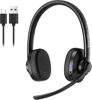 Wireless Headset for Work V5.1 Bluetooth Headset with ENC & CVC Noise-Cancelling Mic and Long-Lasting Battery - Stereo Wireless Headphone for Teams/Zoom/Home/Office/Computer/Cell Phone