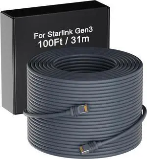 FORGING MOUNT Starlink Cable100FT, Waterproof Starlink Gen 3 V3 Cable for Starlink Standard Generation 3, Starlink Satellite Replacement Ethernet Cable Extension 100FT(31M) Gray