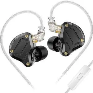 KZ ZS10 pro2 Hybrid Driver in-Ear Headphone,5 Drivers HiFi in-Ear Monitor Audiophiles Earphone,KZ IEM Tunable Musician Earbud (Black, with Microphone)