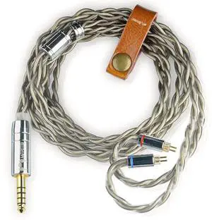 Premium IEM Earphone Audio Cable, Single Crystal Copper & Silver-Plated Hybrid Twisted, Balanced Upgrade Cable, Braided Hi-Fi Replacement Extension Cord 1.2M (2pin-0.78mm, 4.4mm)