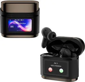 Touchscreen Earbuds with Screen Wireless Active Noise Cancelling Blue Tooth Ear Buds Active Noise Canceling Bluetooth ANC Touch Screen Earbuds with Touch Screen case for Small Ear canals