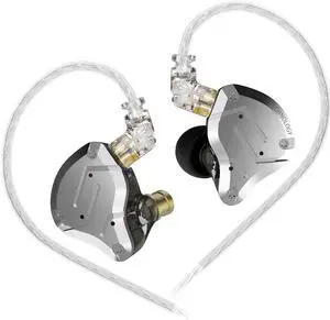 KZ ZS10 Pro in-Ear Monitor 4BA+1DD Hybrid 5 Drivers Earbuds HiFi Bass Noise Isolation Earphones, Clarity in All Frequency Stereo Sound Comfortable Headphones for Musicians (Silver)