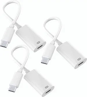 Lightning to USB C Adapter Audio Headphone ,PD Fast Charging USB Type C Male to Lightning Female Earphone Converter Data Transfer Compatible with i-Phone 16/16Pro/15/15Pro, i-Pad Pro, MacBook (3Pack)