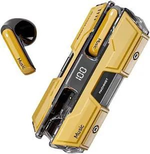Wireless Earbud, Bluetooth 5.3 Headphones Ear Buds Deep Bass Stereo with Mini Charging Case, Bluetooth Earbud with Mics Call, Waterproof in-Ear Earphones (Yellow), zbfG20
