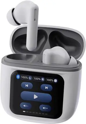 ANC Earbuds Touchscreen Bluetooth Earphones Wireless Active Noise Cancelling Wireless Bluetooth with LCD Touch Screen Display Case Earbuds