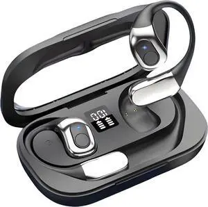 Open Ear Headphones, Open Ear Earbuds J13 Headphone Bluetooth 5.4 TWS Wireless Earbuds Stereo Sports Earhook Earphone with Dual HD Microphone IPX 7 Waterproof 30Hr Play Time