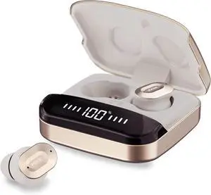 MIXX StreamBuds Ultra Dots True Wireless Earbuds with Zinc Alloy Charging Case, 24H Battery, Touch Controls, Custom EQ via App, Fast Charging, Bluetooth 5.3 (Champagne)