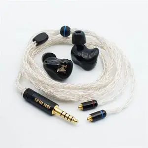 ISN Audio H40 3BA+1 Dynamic Driver Hybrid HiFi in-Ear Monitor, 4 Drivers Audiophile Wired in-Ear Earphone IEMs with 8 Shares OCC Silver-Plated MMCX Detachable Cable for Basshead (4.4mm Balanced)