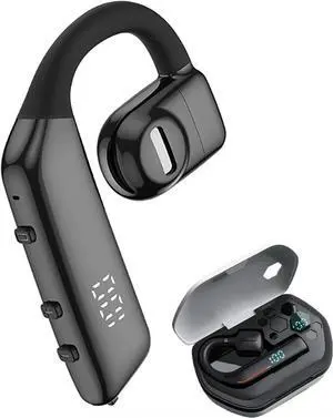 IKXO Wireless Bluetooth 5.2 Hook Earphones Sports Single Ear 20 Hours of Music Time Bone Conduction Headset Handsfree Truck Driver Headphones with Mic for Business Working Fitness