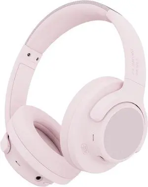 N30S - Adaptive Noise Cancelling with Smart Ambient Wireless Over Ear Headphones, Bluetooth, Up to 70H Battery Life with Speed Charge, Foldable Design, Support App (Pink - Skull)