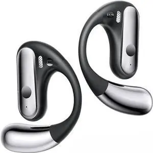 Open Ear Headphones Wireless Bluetooth 5.3 Earphones for Snug Fit, Ergonomic Ear Hook, Clear Calls, Wireless Earbuds, Digital Display Charging Case 40H Playtime Black