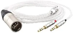 4-Pin XLR Balanced Male Cable 1.5m Pure Silver Headphone Cables for Hifiman Ananda, Denon AH-D600, AH-D7200, AH-D7100 and Other Audio Player (4 Pin XLR to Dual 3.5mm Male Version)