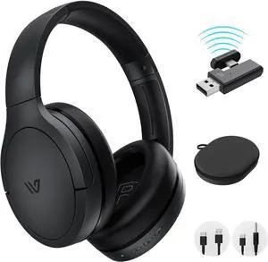 Live Hybrid Active Noise Cancelling Headphones with Dongle, Wireless Over Ear Bluetooth Headphones, Bluetooth 5.4 Wired Headset with Mic, 80H Playtime Storeage Bag for Smartphone PC (Black)