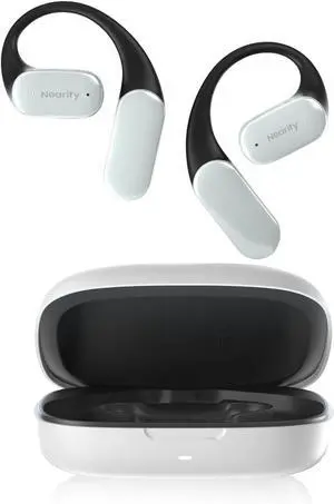 Open Ear Bluetooth Headphones,Wireless Earbuds with Deep Bass, Up to 45H Playtime with Charging Case, Ultra Comfort, Dual Connection, Air Conduction, for Phone/Mac, White