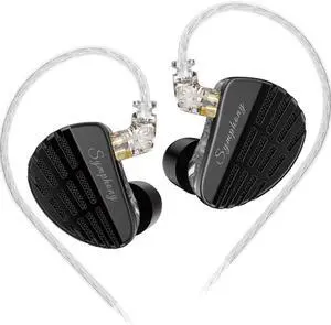 KZ Symphony Hybrid IEM Earbud, KZ New Planar Diver+ Superlinear Dynamic Driver in-Ear HiFi Headphone,Wide Soundstage Earphone (Black, Without mic)