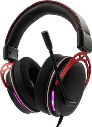 RadioShack Gaming 7.1 USB Headphones  Immersive Surround Sound, 50mm Drivers, 20Hz-20kHz Frequency Range, 32 Impedance, Black & Red Design for Gamers