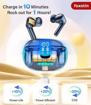 Bluetooth 5.3 Ear Buds Wireless Earbuds, LED Power Display Headphones Bass Stereo, Earbuds in-Ear Noise Cancelling Mic, 48H Playback Mini