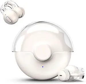 Open Ear Headphones Wireless Bluetooth Clip on Earbuds with Microphone IPX5 Waterproof Workout Earbuds 56-Hrs Playtime & 14MM Premium Sound Wireless Earphones for Small Ears (Snow White)
